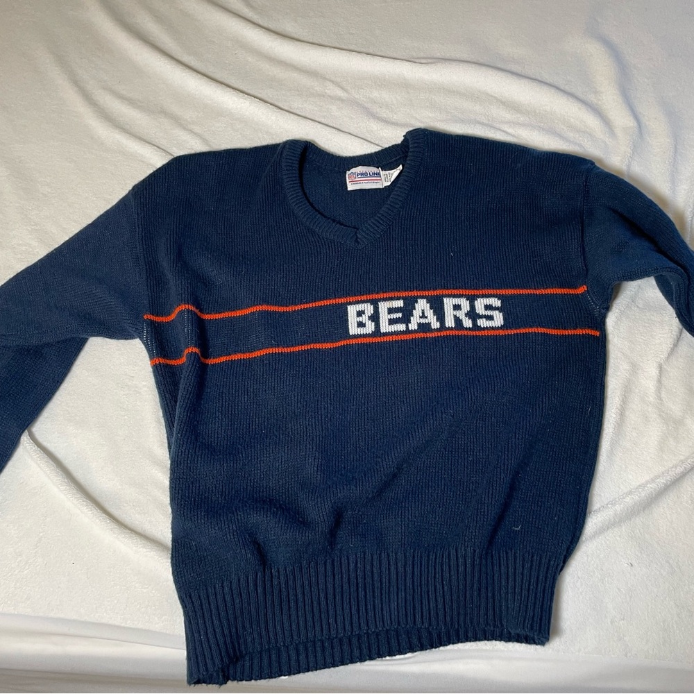 Blue and Orange V-Neck Sweater with Athletic Style